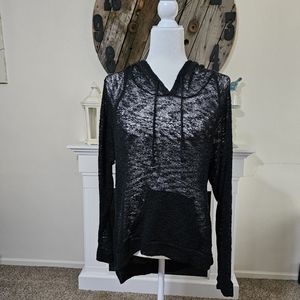 Black hooded tunic sweater